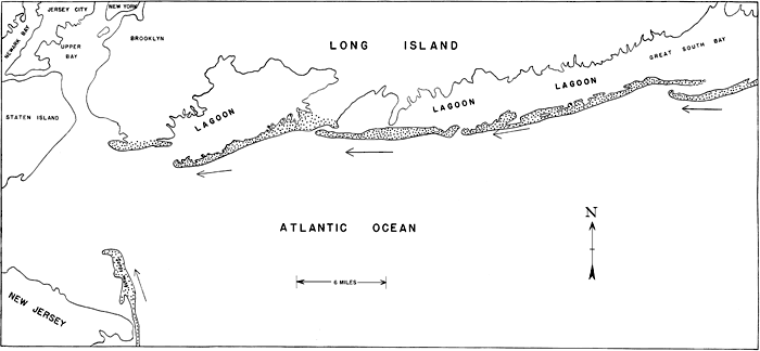 Sand bars off the south coast of Long Island.