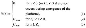 Sediment production rate equations for various water depths.