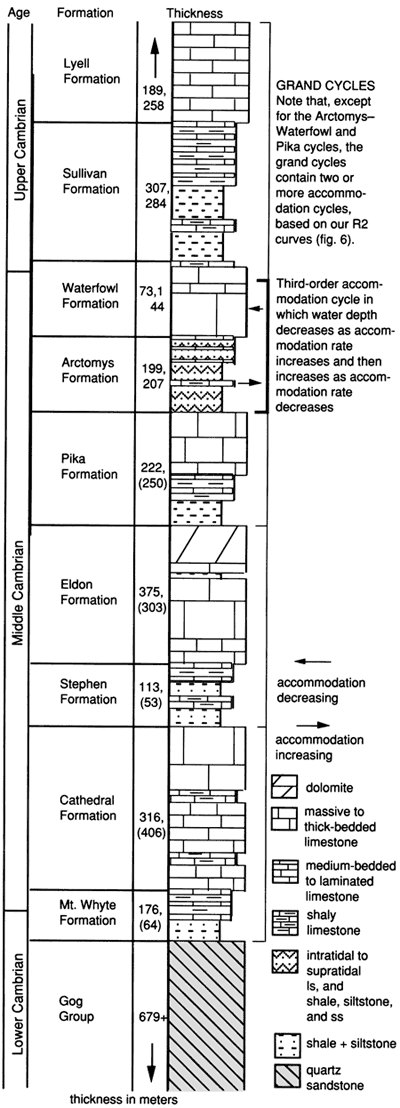 Lower, Middle, and Upper cambrian units from the southern Canadian Rockies.