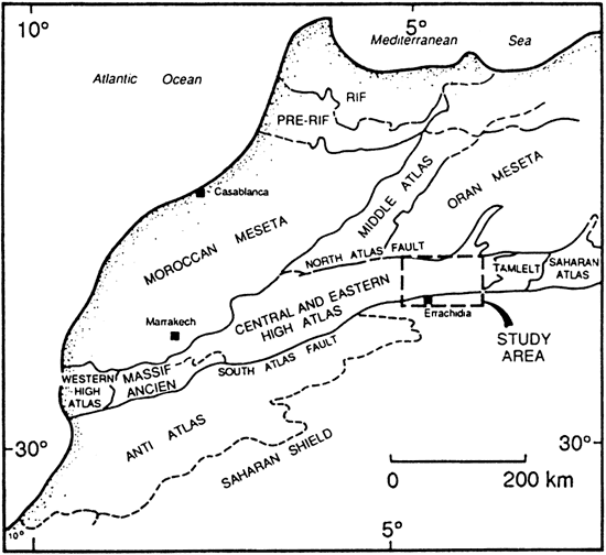 Study area in Central and Eastern High Atlas in Morocco.