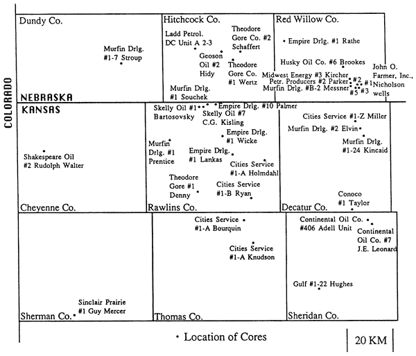 Map of northwest Kansas and southwest Nebraska showing well locations.