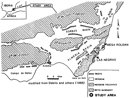 Location map for Mesa Roldan area.