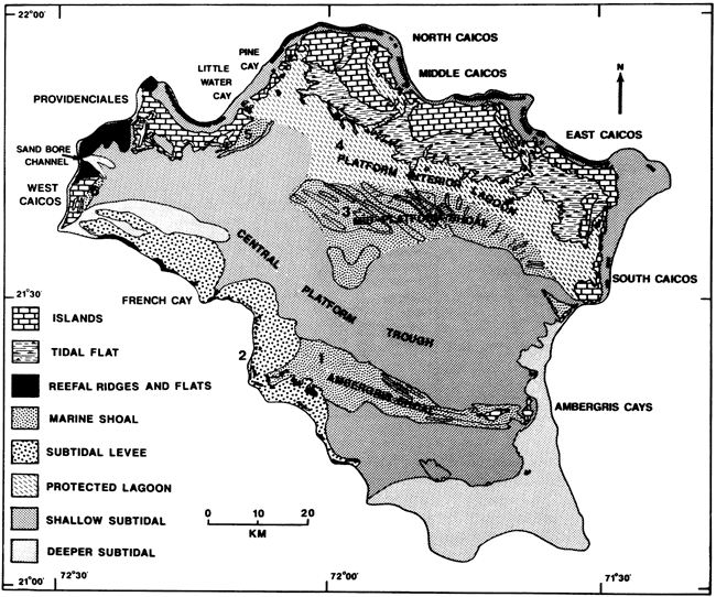 Physiographic map of Caicos platform, British West Indies.