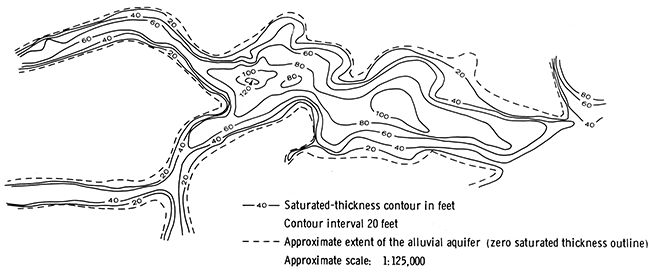 Saturated thickness of valley fill in the central and eastern portions of the Pawnee River basin, 1945-1947.