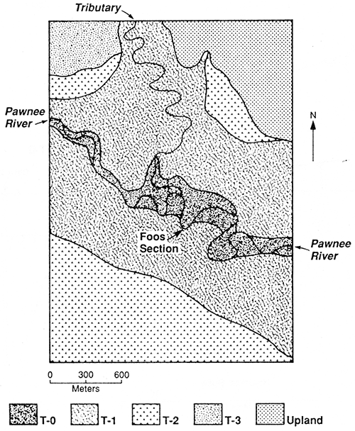 Landform map of locality PR-6 showing location of Foos section.