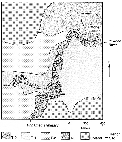 Landform map of locality PR-8 showing the location of the Patchen section.