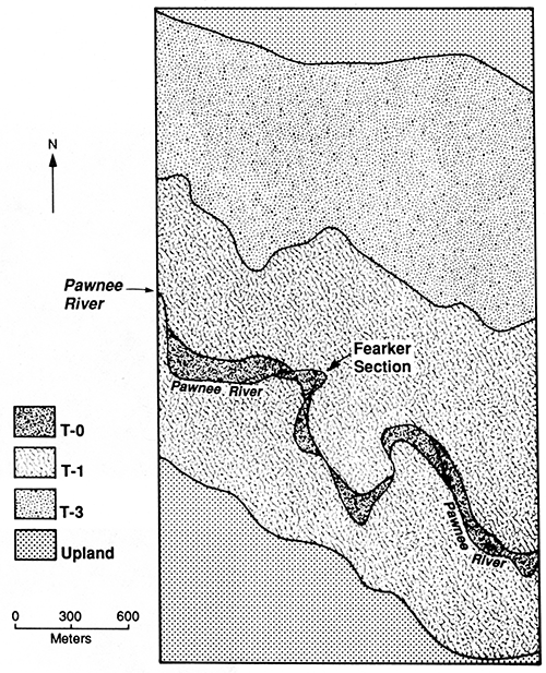 Landform map of locality PR-10 showing the location of the Fearker section.