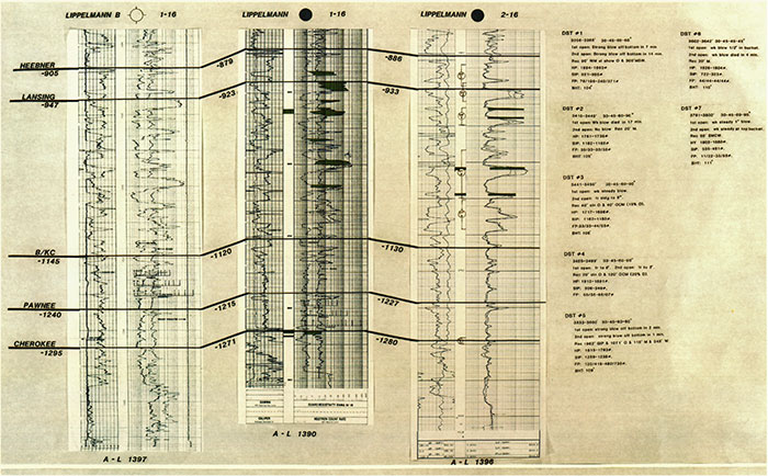 Synthetic seismogram of Lippelmann B #1-16, Lippelmann #1-16, and Lippelmann #2-16.