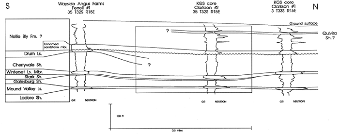 Geologic cross section along seismic line.