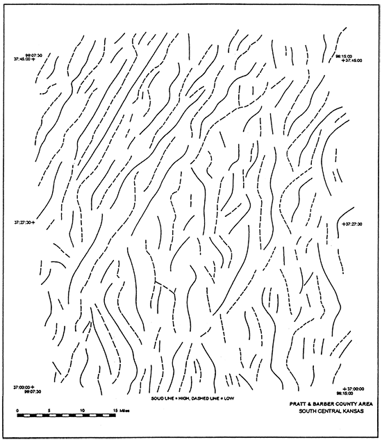 Axes of residual magnetic highs and lows of area of fig. 1.