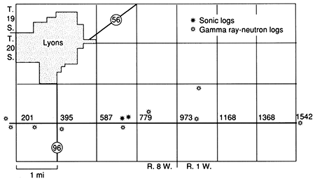 East-west Rice County seismic profile located 1 mile south of Lyons.