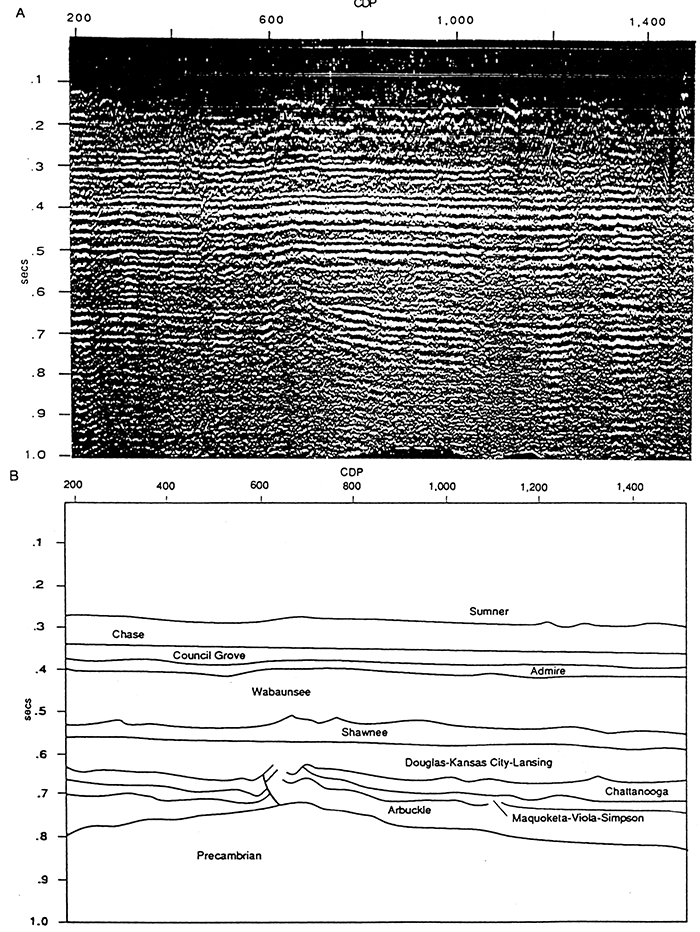 Rice County seismic section and interpretation.