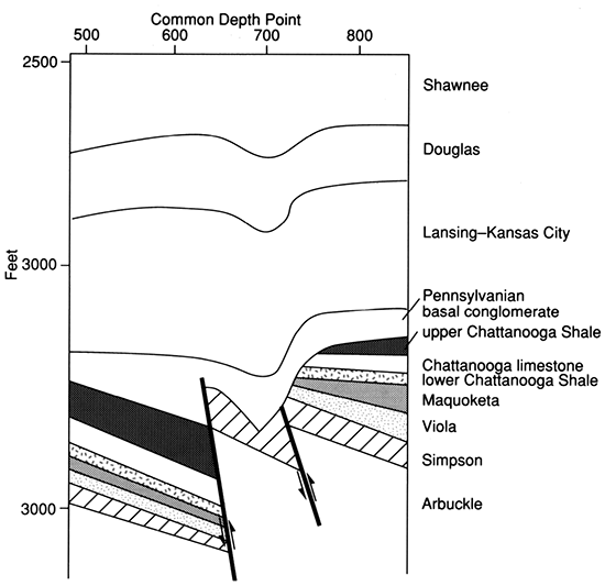 Geologic cross section showing part of Lyons anticline.