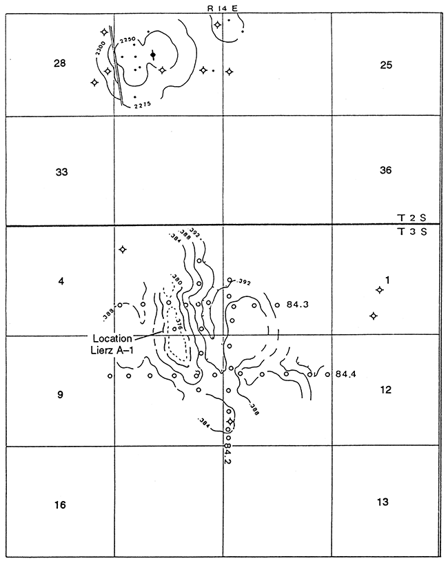 Lansing-Viola isochron/isopach, 1984 interpretation.