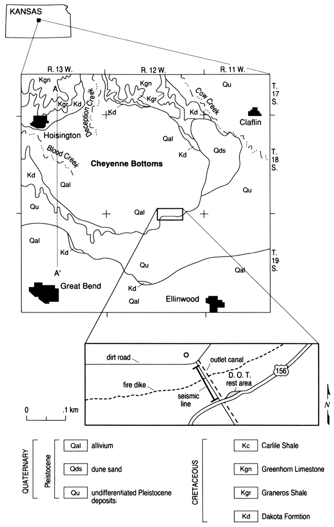 Surface geology of the Cheyenne Bottoms area.