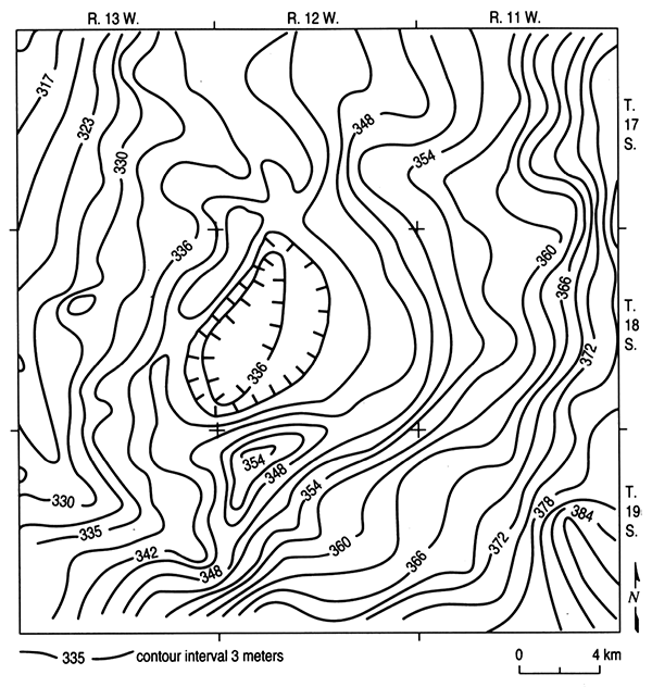 Contour map of the top of the Stone Corral Formation.