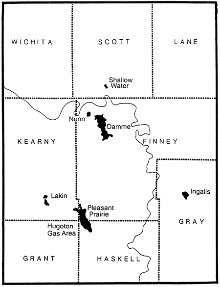 Regional index map showing the location of Damme field and other key Mississippian fields in the area.