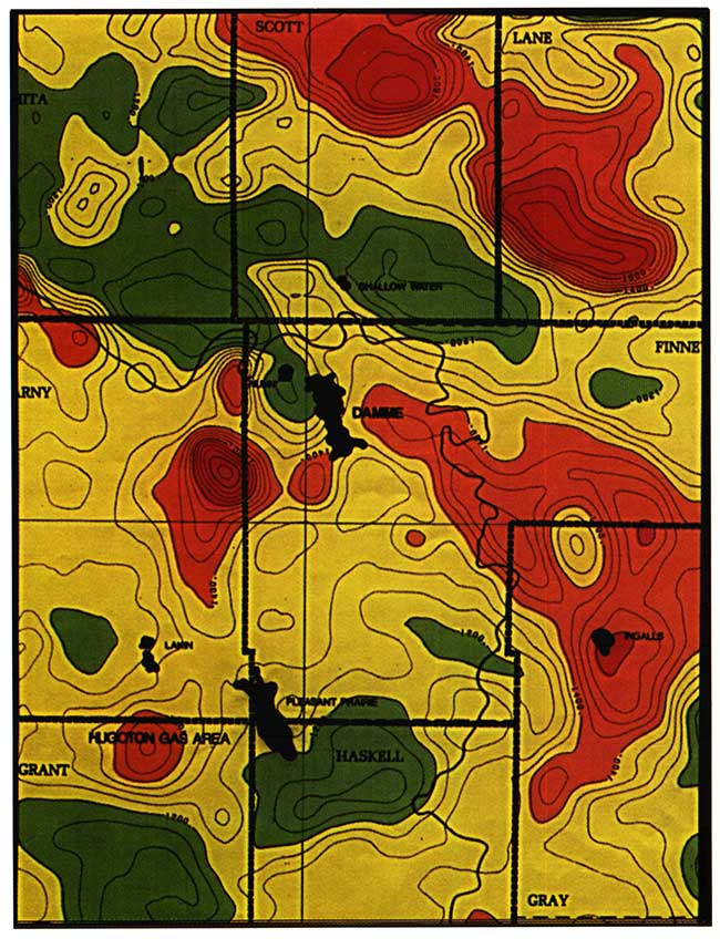 Portion of the Kansas aeromagnetic map with Damme field.