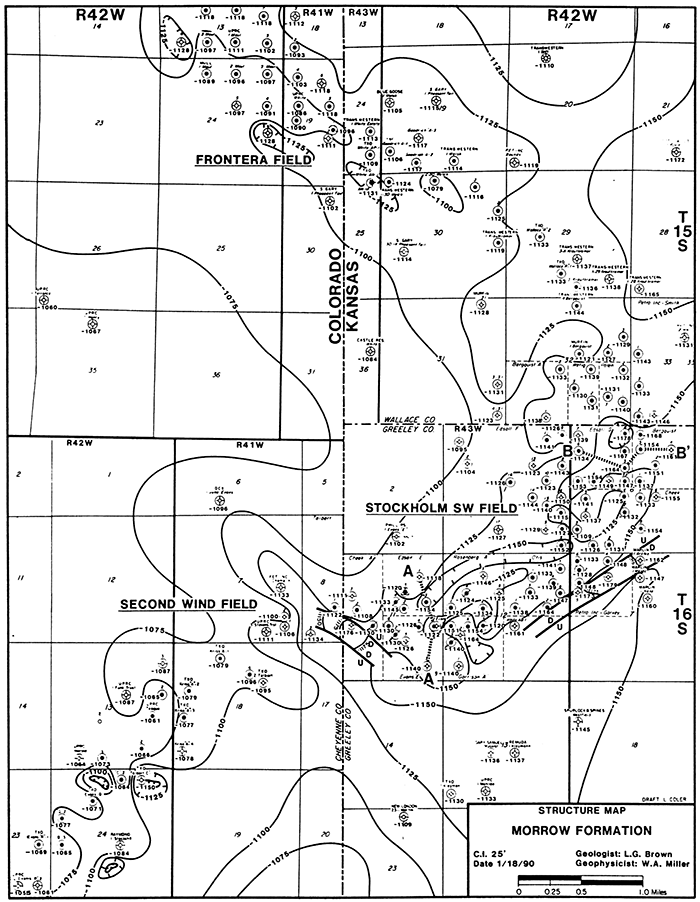Structure map, top Morrow formation.