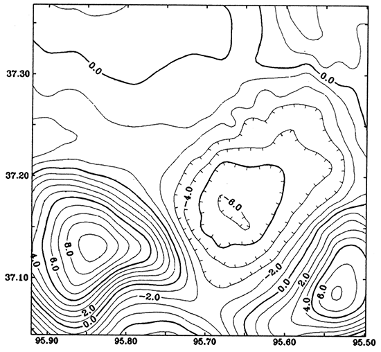 Modeled gravity anomaly from the inverse model.