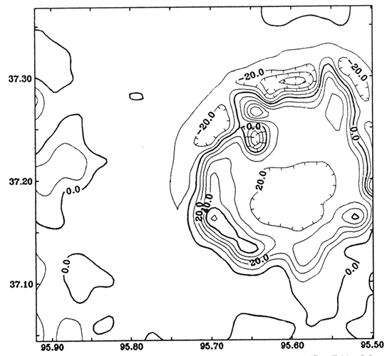 Modeled magnetic anomaly from the basement model.