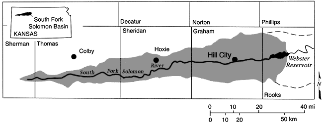 South Fork Solomon River basin stretches from Webster Reservoir in Rooks Co. west through Graham, Sheridan, Thomas, and Sherman counties.