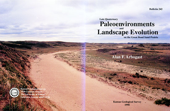Cover of the book is photo of dune field in Great Bend Sand Prairie with black title text and white author text.