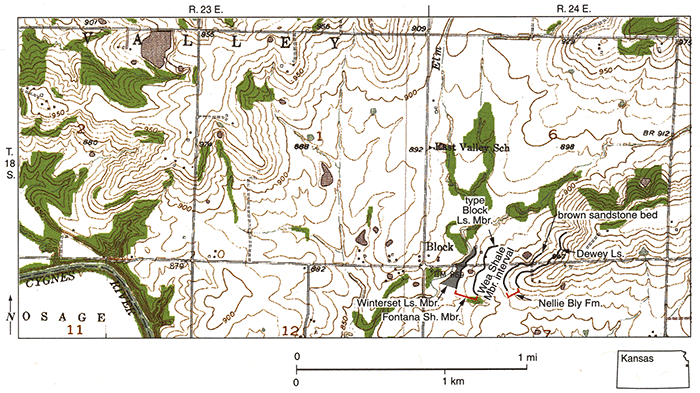 Map of part of 1956 (photorevised 1973) Paola East, Kansas, 7 1/2-minute quadrangle.