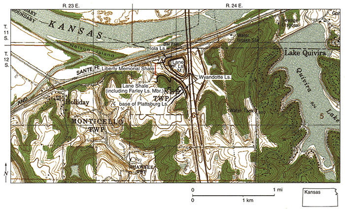 Map of part of 1991 Edwardsville, Kansas, 7 1/2-minute quadrangle.