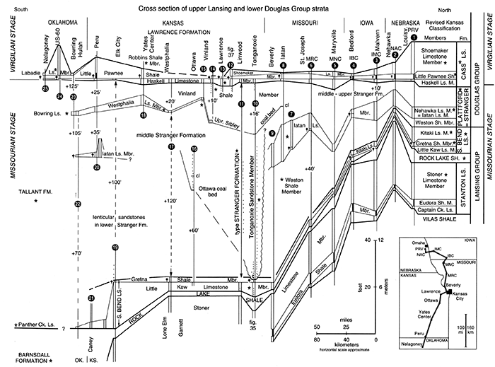 Correlation cross section of upper Missourian and lower Virgilian strata