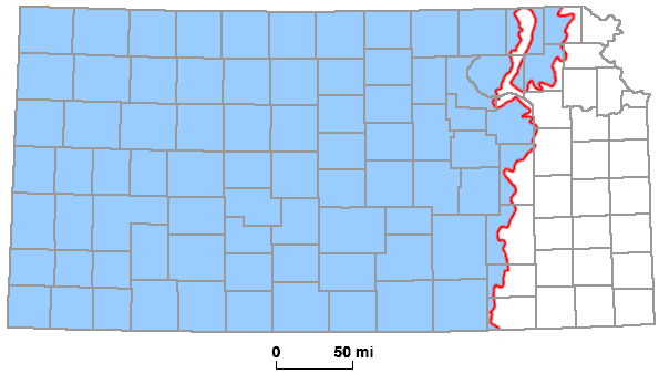 Permian rocks throughout Kansas west of Nehama uplift.