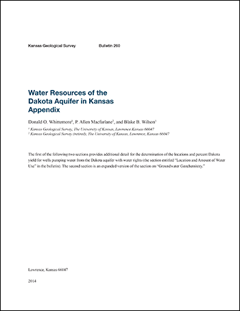 Cover of the appendix; white paper with black text, blue title text.