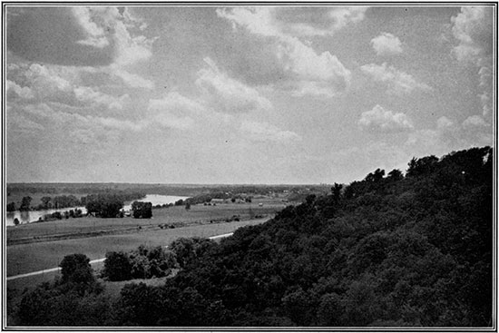 Black and white photo of Kansas River valley near Bonner Springs.