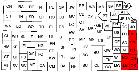 Study covers 7 counties in SE and far eastern Kansas.