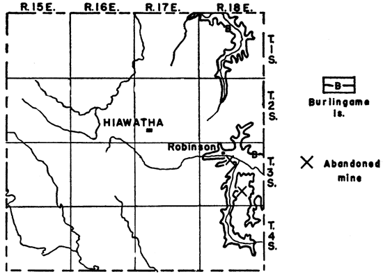 Abandoned mines along Burlingame Ls south of Robinson.