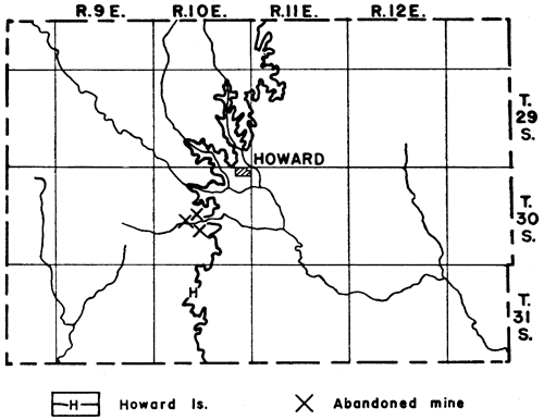 Abandoned mines along Howard Ls south of city of Howard.