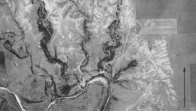 Aerial photograph of the Bluff Creek Bend area.