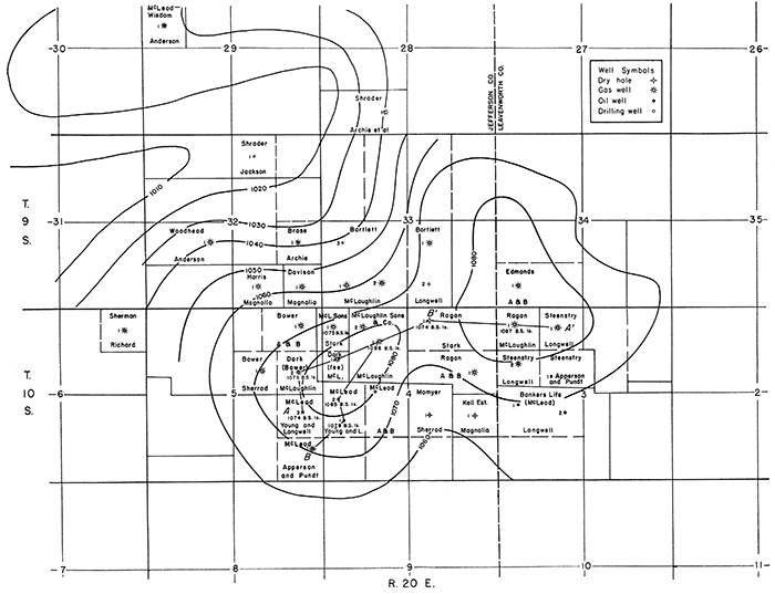 Original surface structure map of McLouth field by Hunstman Haworth assisted by C. B. Taylor.