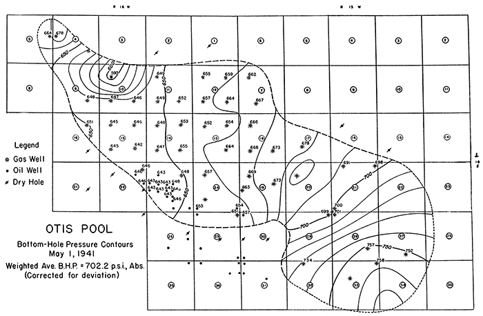 Bottom-hole pressure contour map, May 1, 1941.