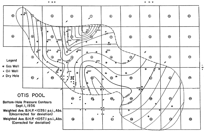 Bottom-hole pressure contour map, September 1, 1936.
