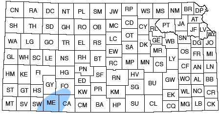 Study are in Meade County, west half of Clark, southwest of Ford, southeast of Seward.