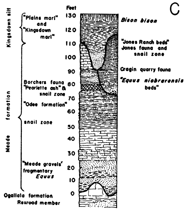 Total of 120 feet shown, with 110 being Meade Fm; Kingsdown silt is at top.