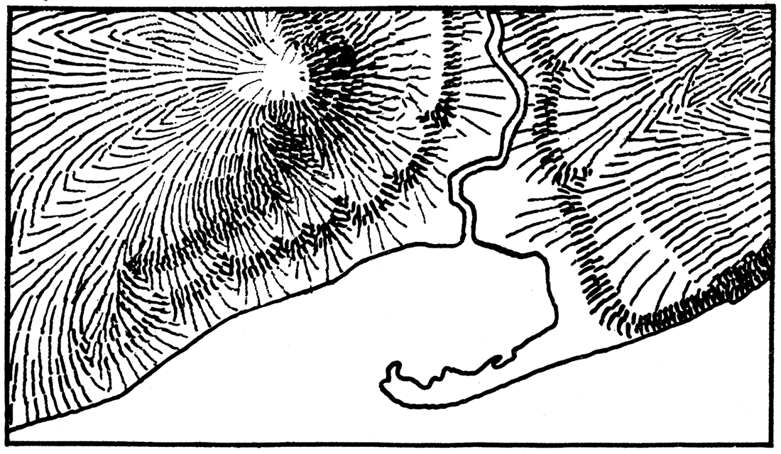 Hachure map of area shown in Figure 34.