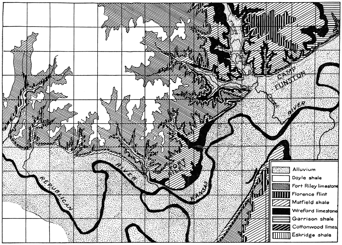 Geologic map of region about Camp Funston.