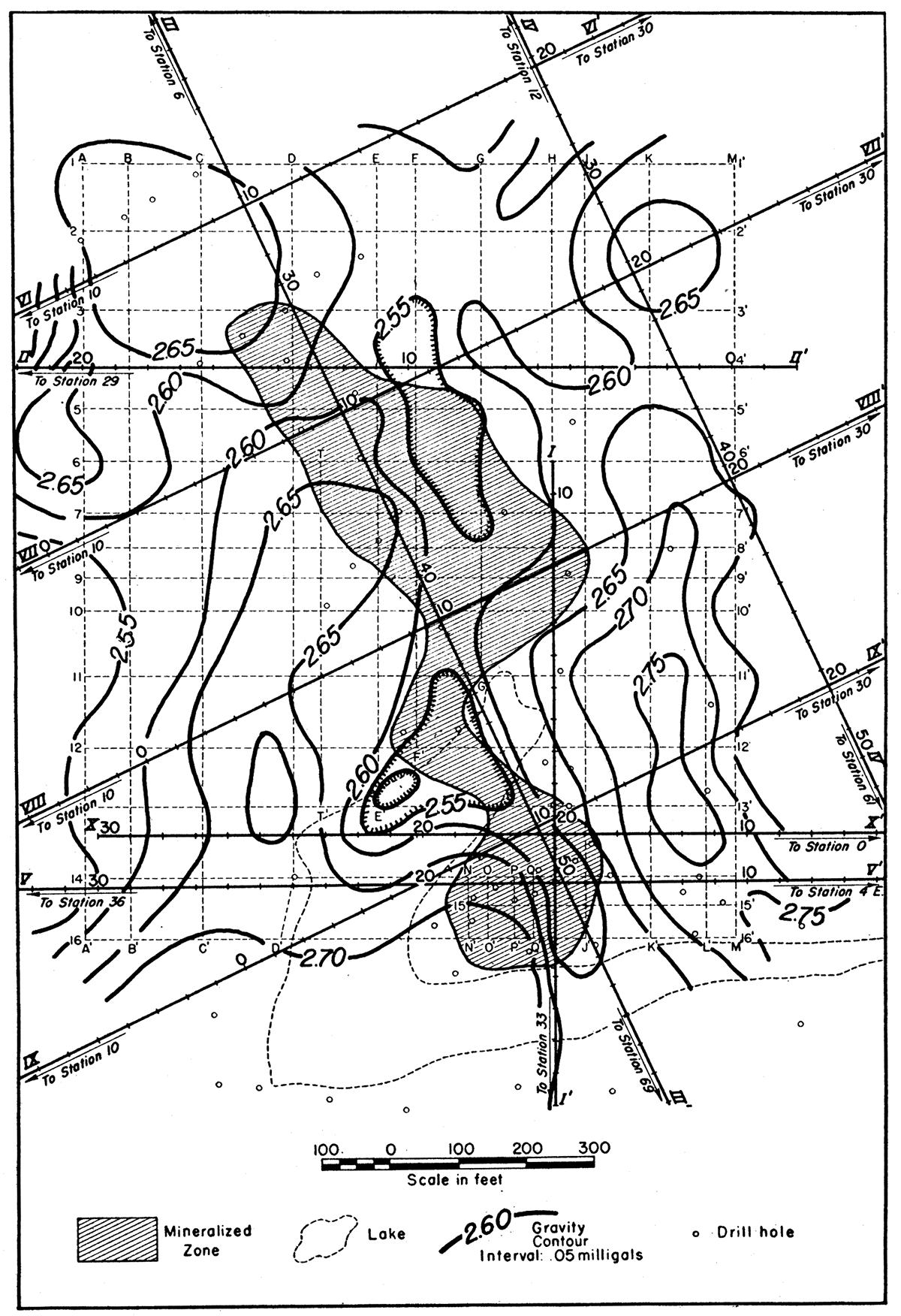 Map showing gravity contours in the Walton area.