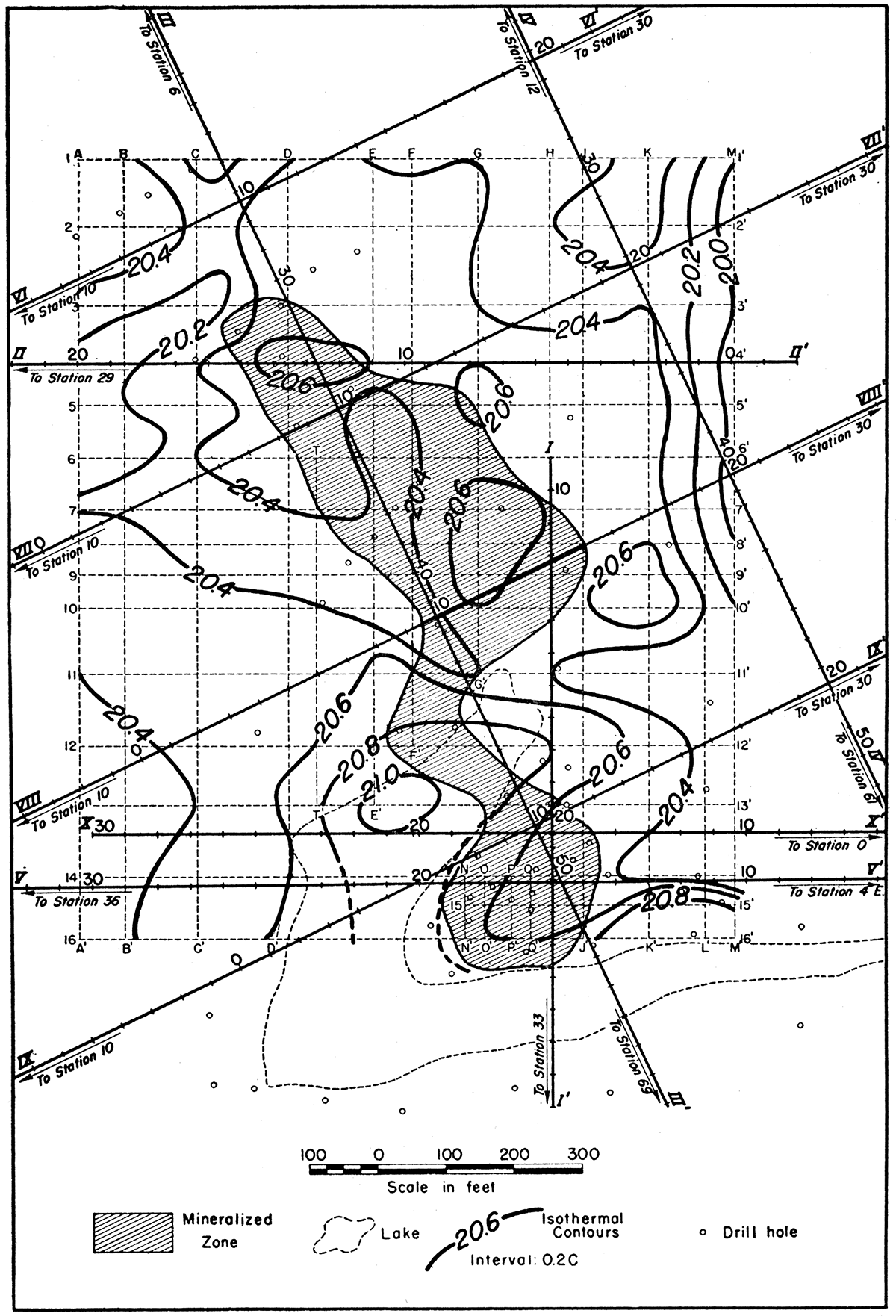 Map showing temperature contours in the Walton area.