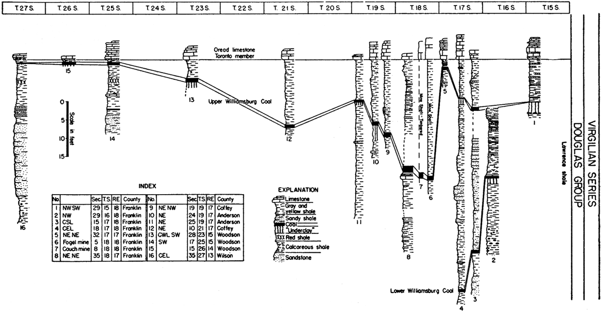 Sixteen sections showing units of Douglas Gp.