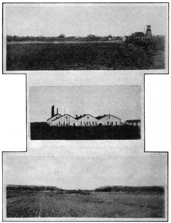 Three black and white photos of terrain in Elk Ciuty gas field area.