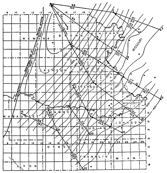 Contour map on top of St. Peter sandstone.