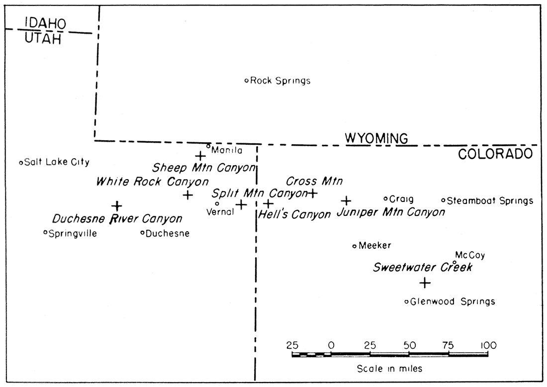 Index map of east Utah and northwest Colorado.